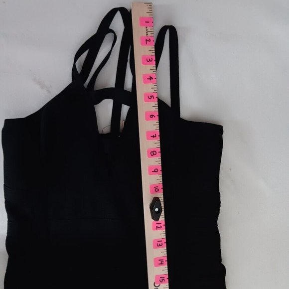 y2k BeBe Bandage dress Black SMALL Mini Strappy Exposed Zip Party Dress - Picture 6 of 11